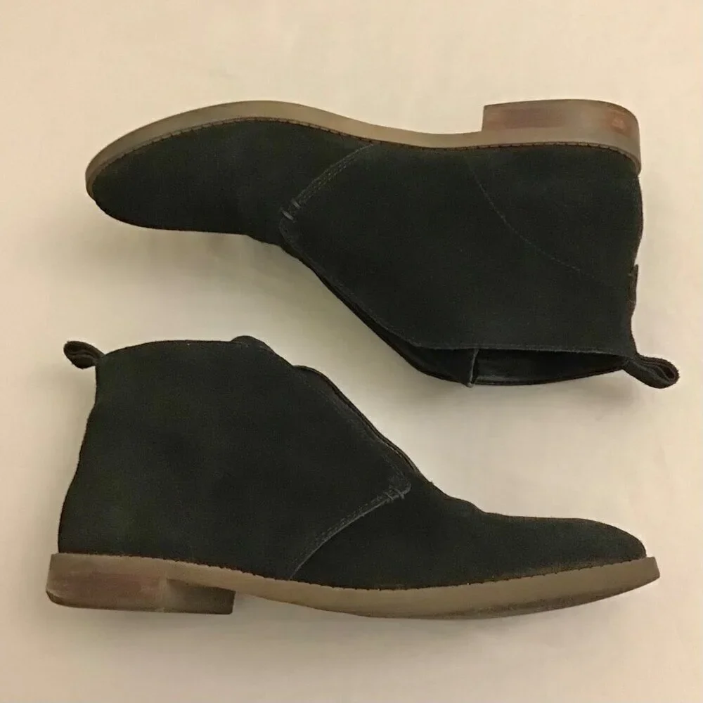 Franco Sarto 11 Men’s Suede Leather Ankle Boots Black Slip On Shoes